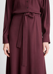 Crepe Collar-Stand Shirt Dress in Dresses - OXBLOOD | VINCE Women