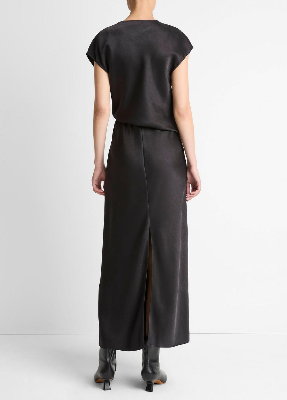 Draped Satin Cowl-Neck Dress in Dresses - BLACK | VINCE Women