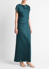 Draped Satin Cowl-Neck Dress in Dresses - JUNIPER | VINCE Women