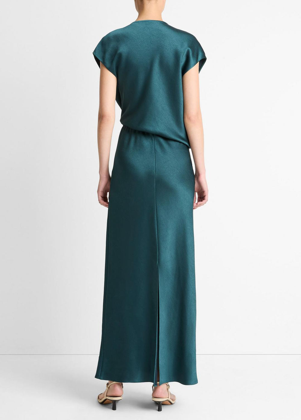 Draped Satin Cowl-Neck Dress in Dresses - JUNIPER | VINCE Women