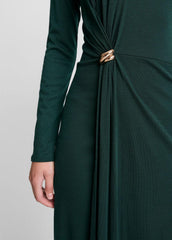 Cinched-Waist Wool-Blend Long-Sleeve Dress in Dresses - JUNIPER | VINCE Women