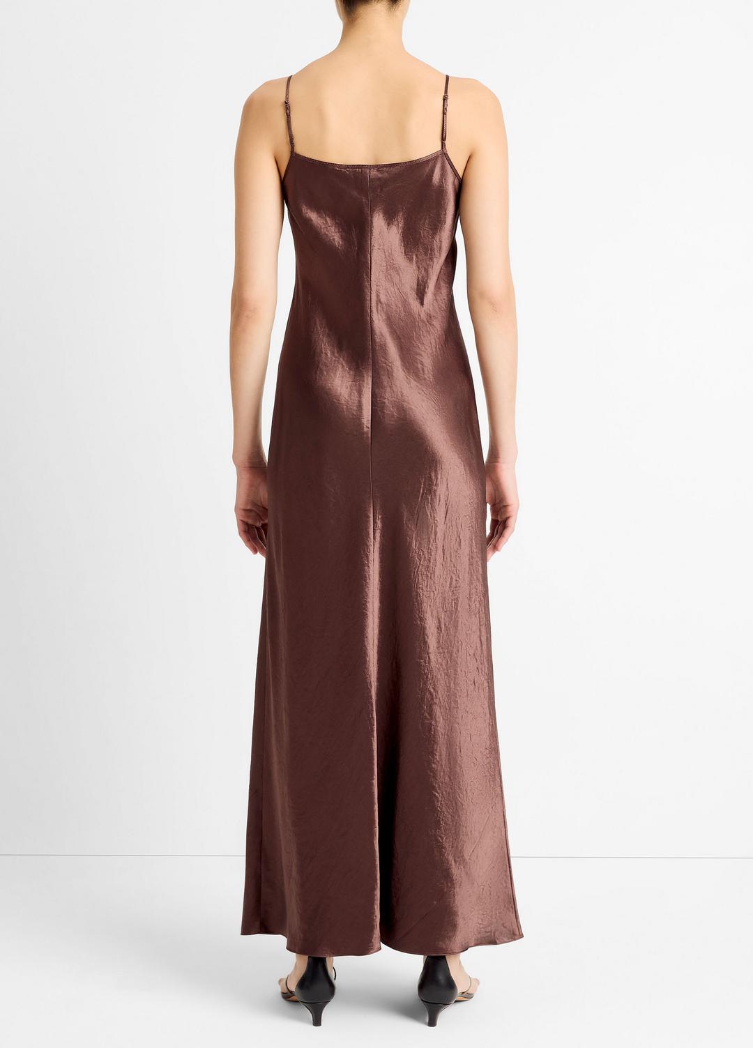 Satin Bias Maxi Slip Dress in Dresses - CHOCOLATE | VINCE Women