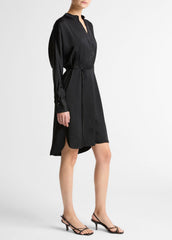 Matte Satin Band-Collar Dress in Dresses - BLACK | VINCE Women