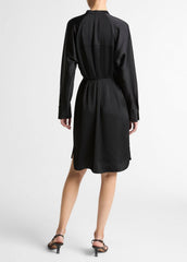 Matte Satin Band-Collar Dress in Dresses - BLACK | VINCE Women