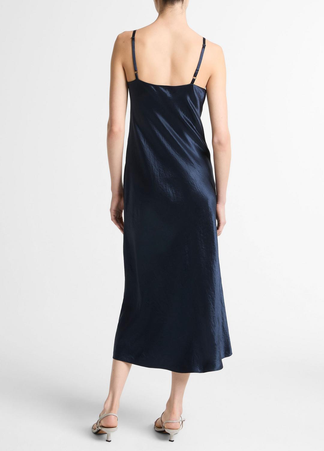 Satin V-Neck Slip Dress in Dresses - COASTAL BLUE | VINCE Women