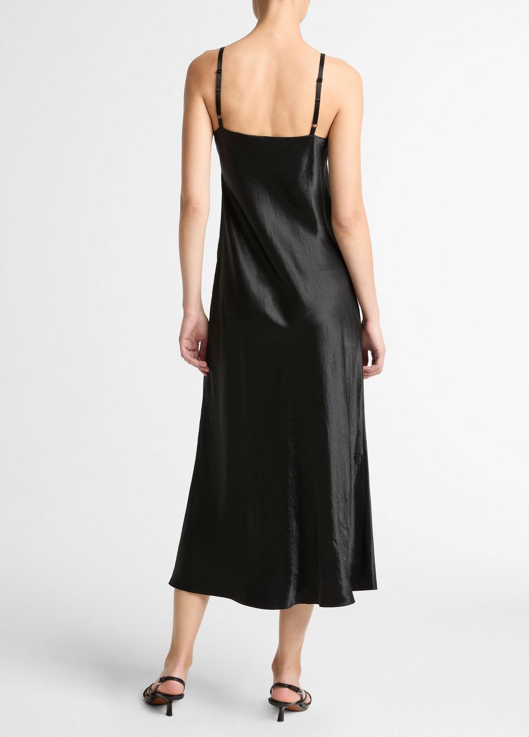 Satin V-Neck Slip Dress in Dresses - BLACK | VINCE Women