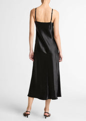 Satin V-Neck Slip Dress in Dresses - BLACK | VINCE Women
