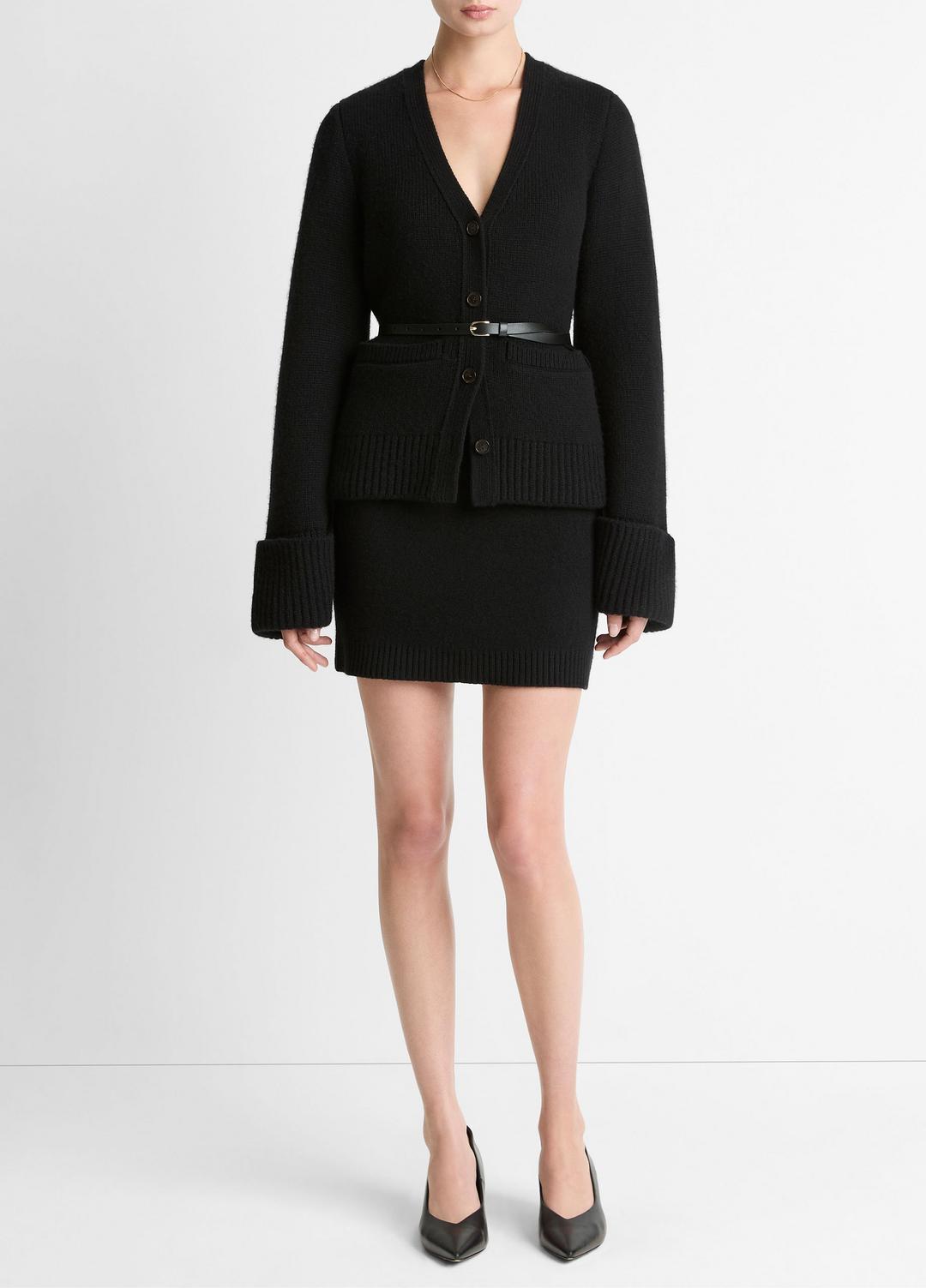 Double-Face Wool & Cashmere-Blend Mini Skirt in Skirts - BLACK | VINCE Women