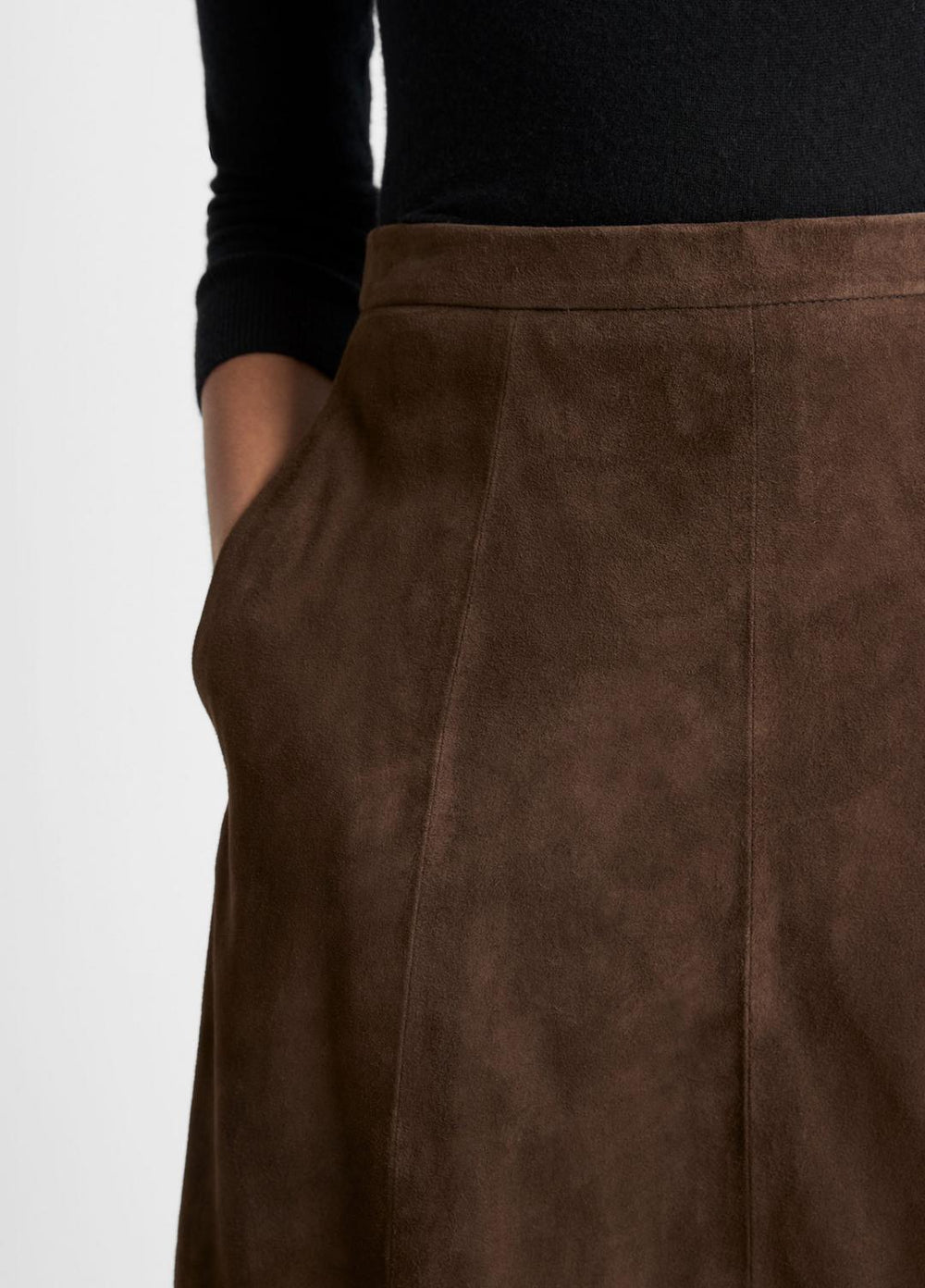 Suede Mid-Rise Flared Skirt in Skirts - DEEP ESPRESSO | VINCE Women