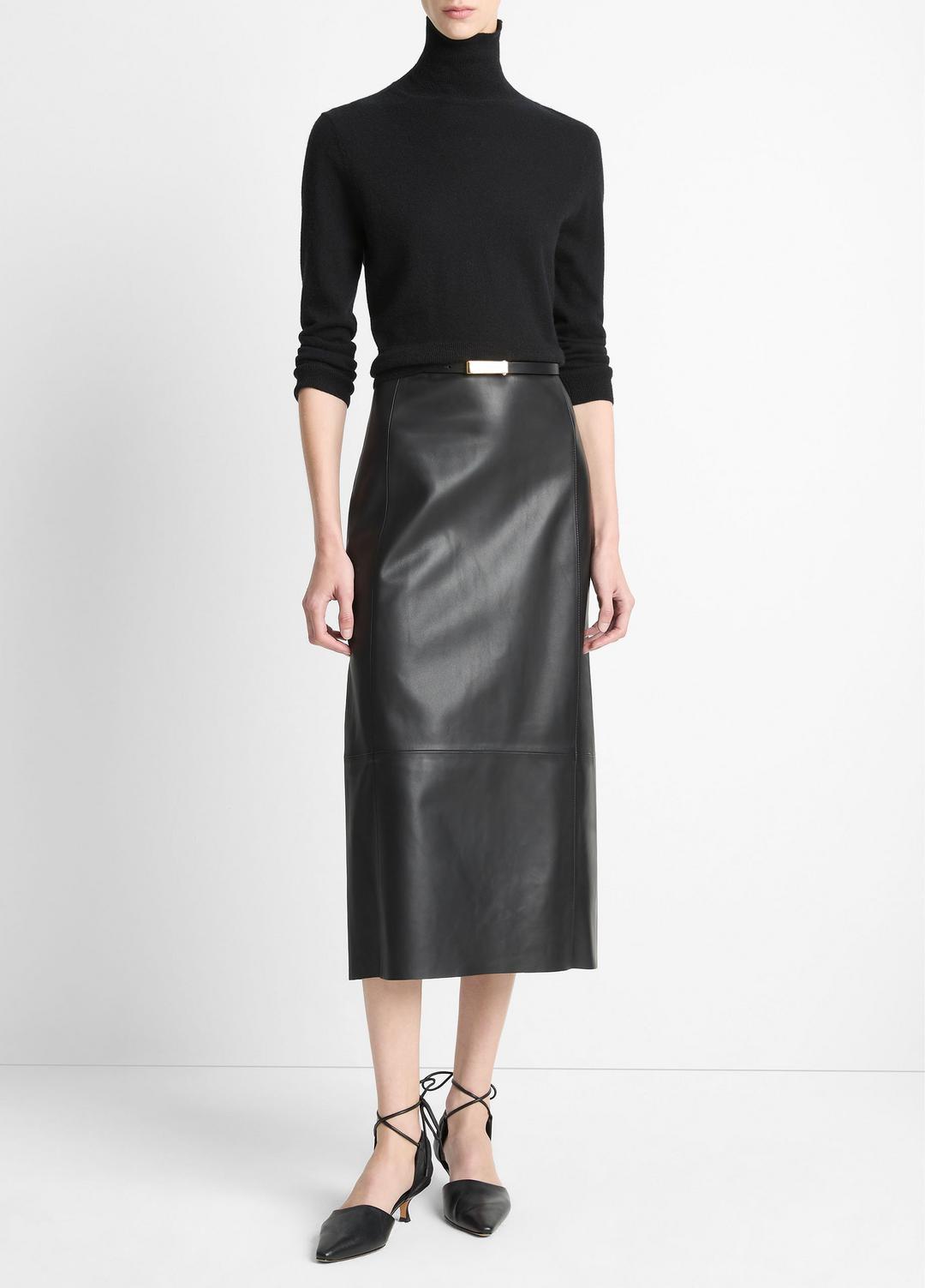 Leather Straight Skirt in Skirts - BLACK | VINCE Women