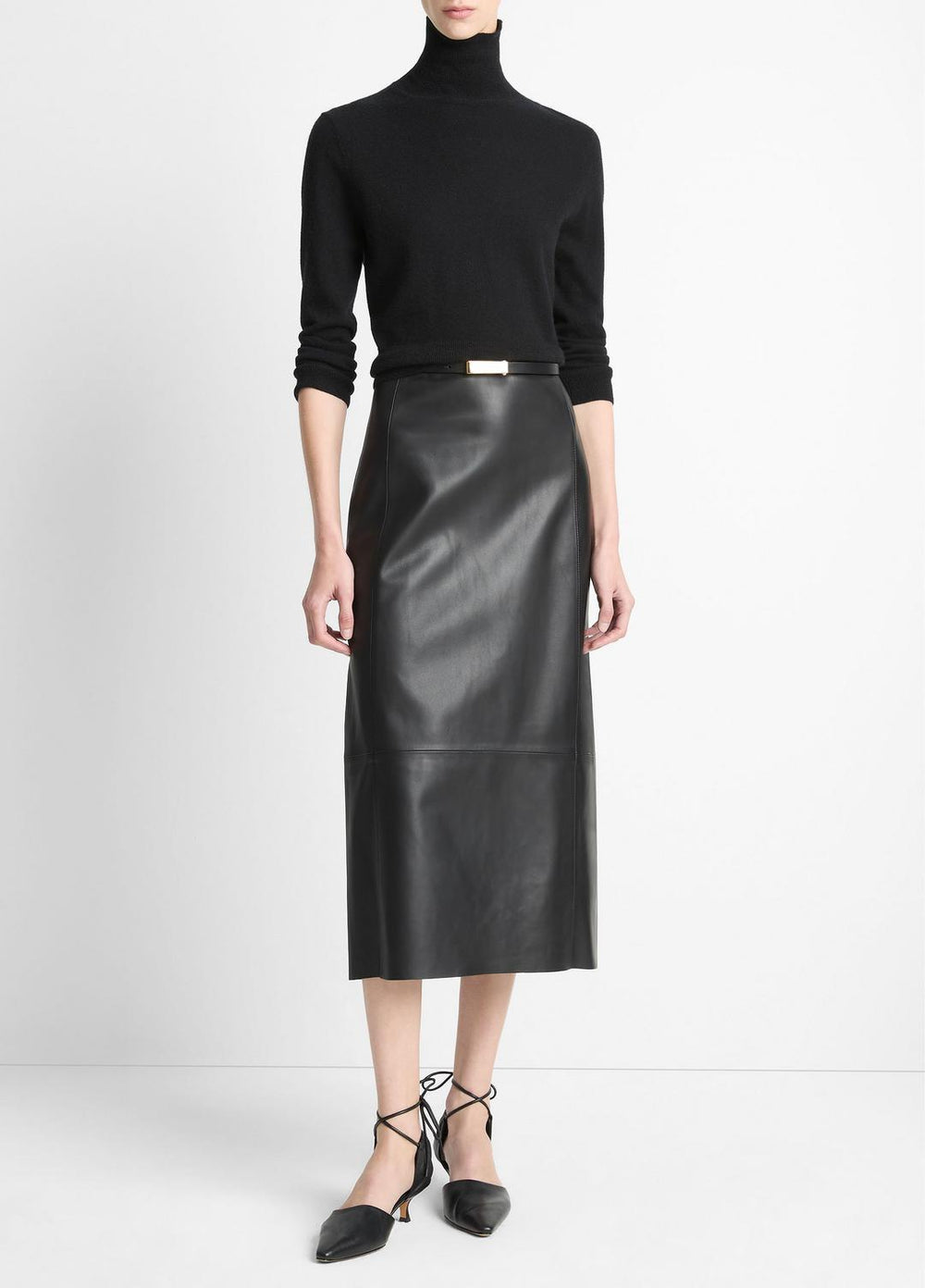 Leather Straight Skirt in Skirts - BLACK | VINCE Women