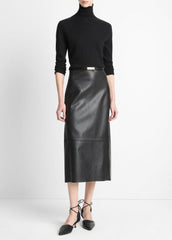 Leather Straight Skirt in Skirts - BLACK | VINCE Women