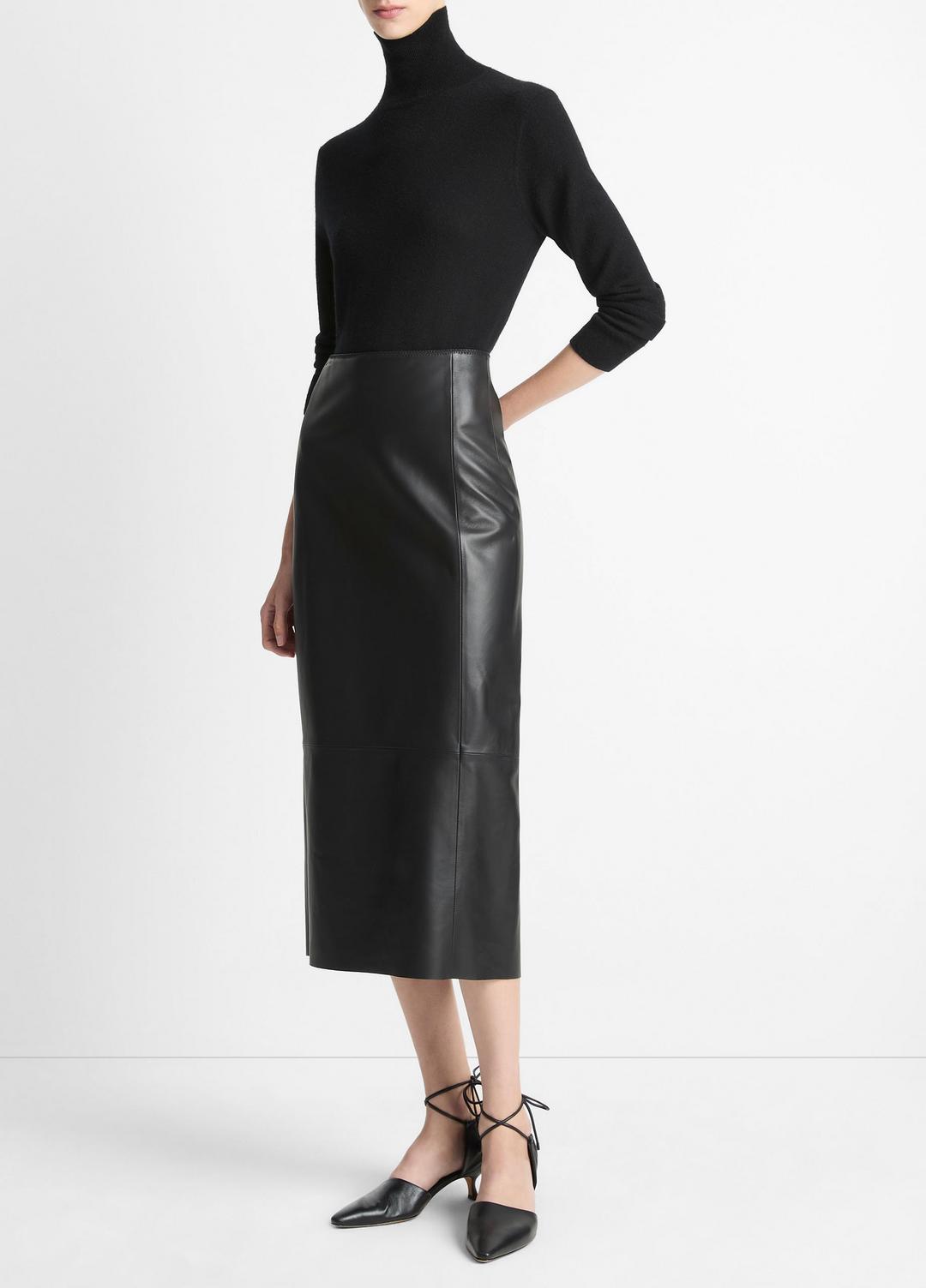 Leather Straight Skirt in Skirts - BLACK | VINCE Women