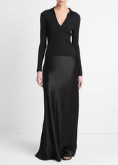 Satin Maxi Skirt in Skirts - BLACK | VINCE Women
