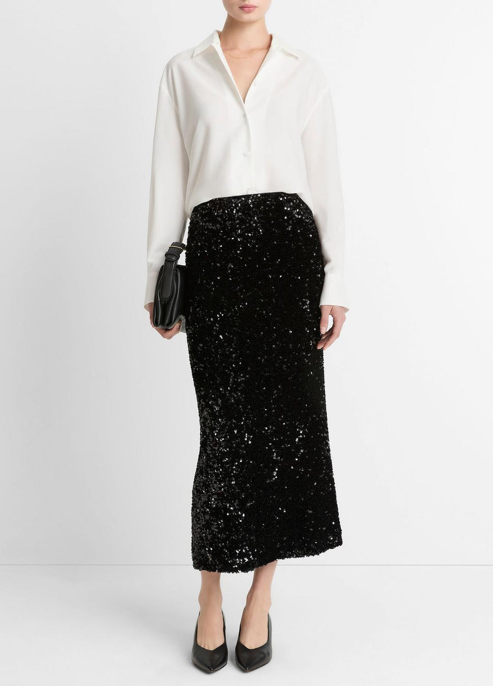 Sequined Velvet Column Skirt in Skirts - BLACK | VINCE Women