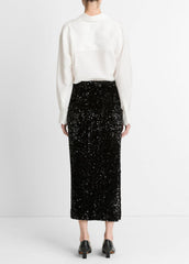 Sequined Velvet Column Skirt in Skirts - BLACK | VINCE Women