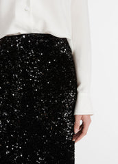 Sequined Velvet Column Skirt in Skirts - BLACK | VINCE Women