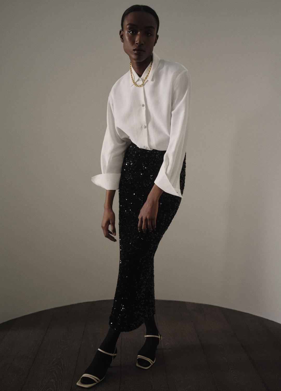 Sequined Velvet Column Skirt in Skirts - BLACK | VINCE Women