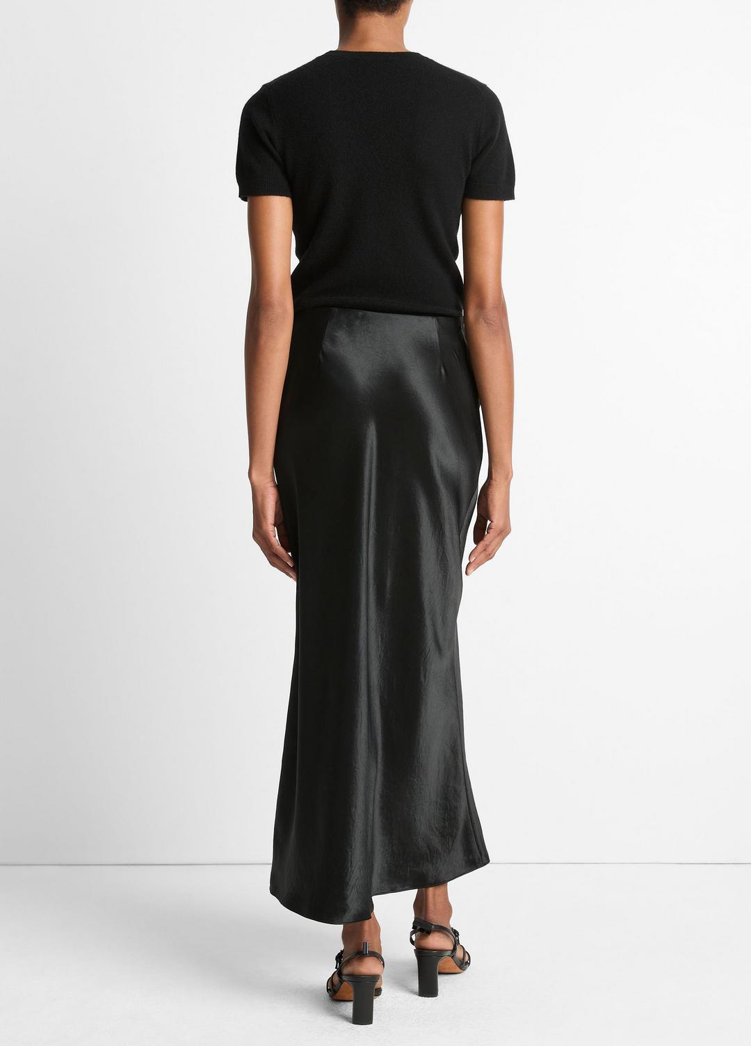 Satin Side-Slit Slip Skirt in Skirts - BLACK | VINCE Women