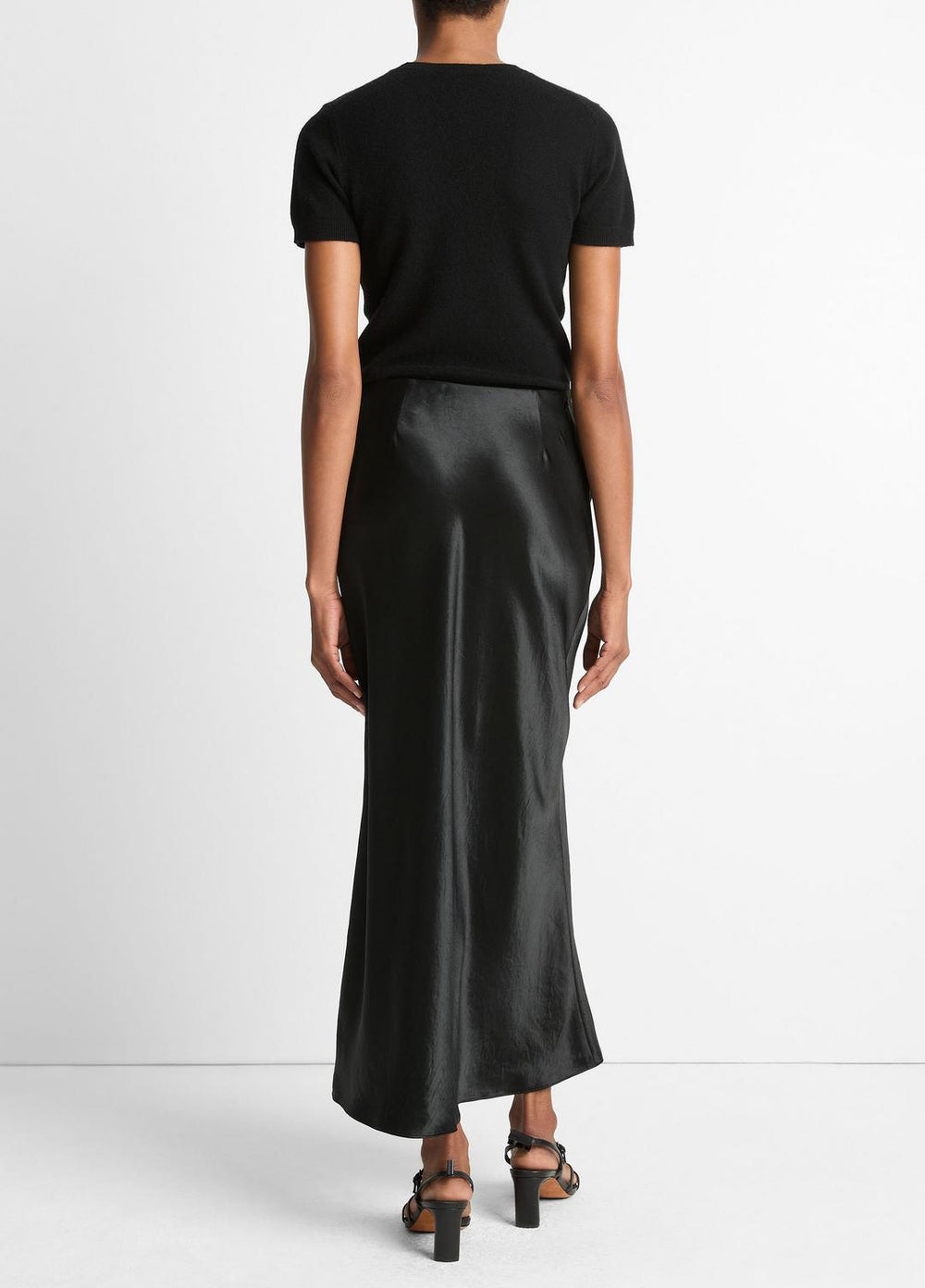 Satin Side-Slit Slip Skirt in Skirts - BLACK | VINCE Women
