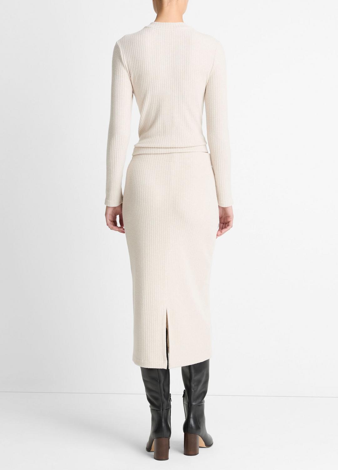 Cozy Rib Midi Skirt in Skirts - HEATHER CREAM OAT | VINCE Women