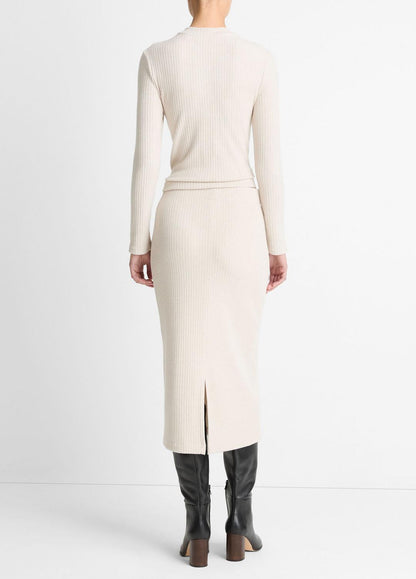 Cozy Rib Midi Skirt in Skirts - HEATHER CREAM OAT | VINCE Women