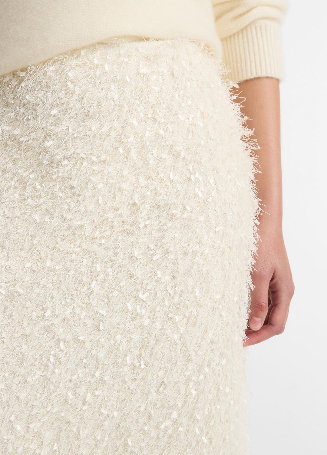 Feathery-Fringe Knee Skirt in Skirts - LIGHT CREAM | VINCE Women