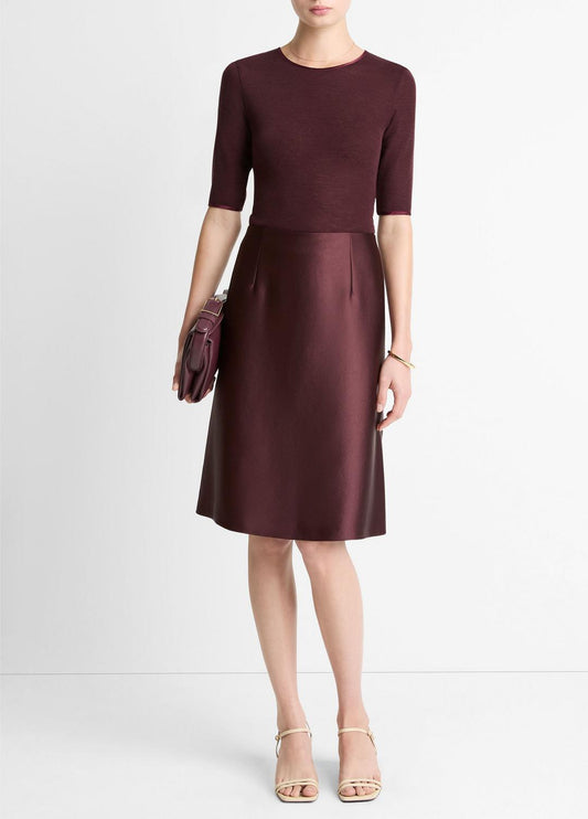 Satin A-Line Knee Skirt in Skirts - OXBLOOD | VINCE Women