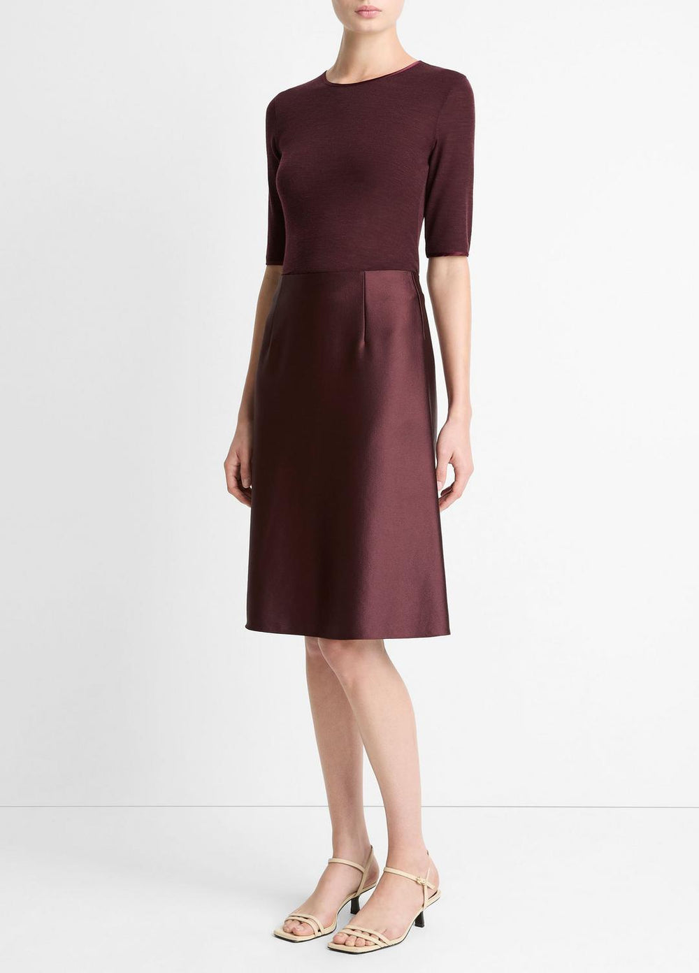 Satin A-Line Knee Skirt in Skirts - OXBLOOD | VINCE Women