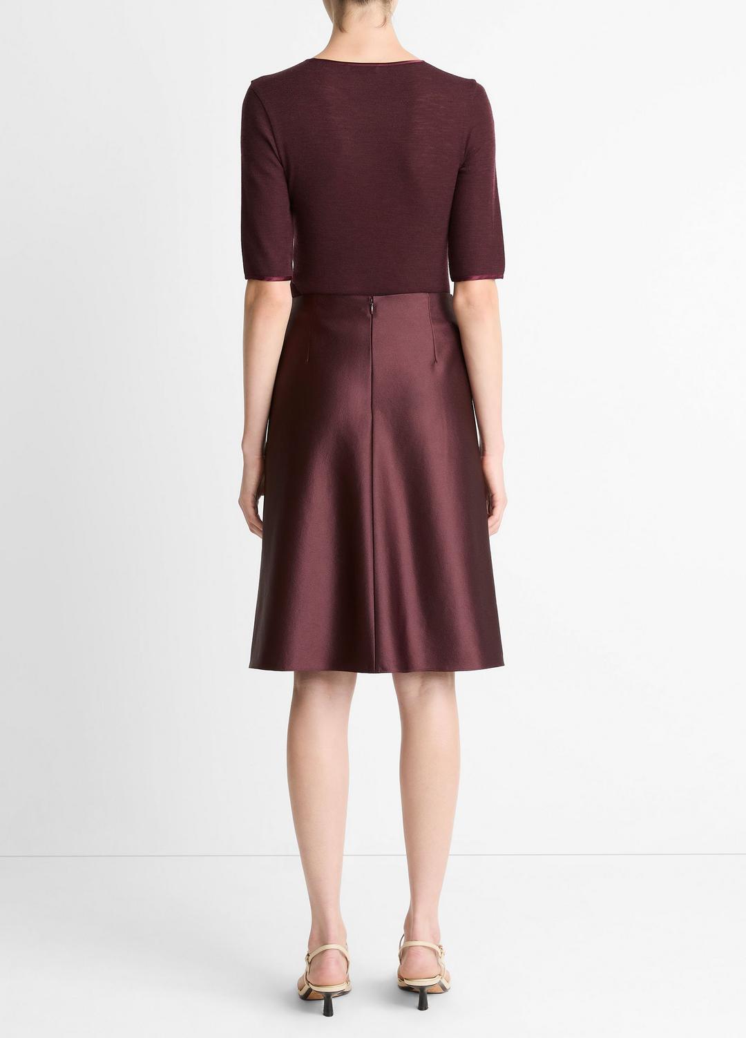 Satin A-Line Knee Skirt in Skirts - OXBLOOD | VINCE Women