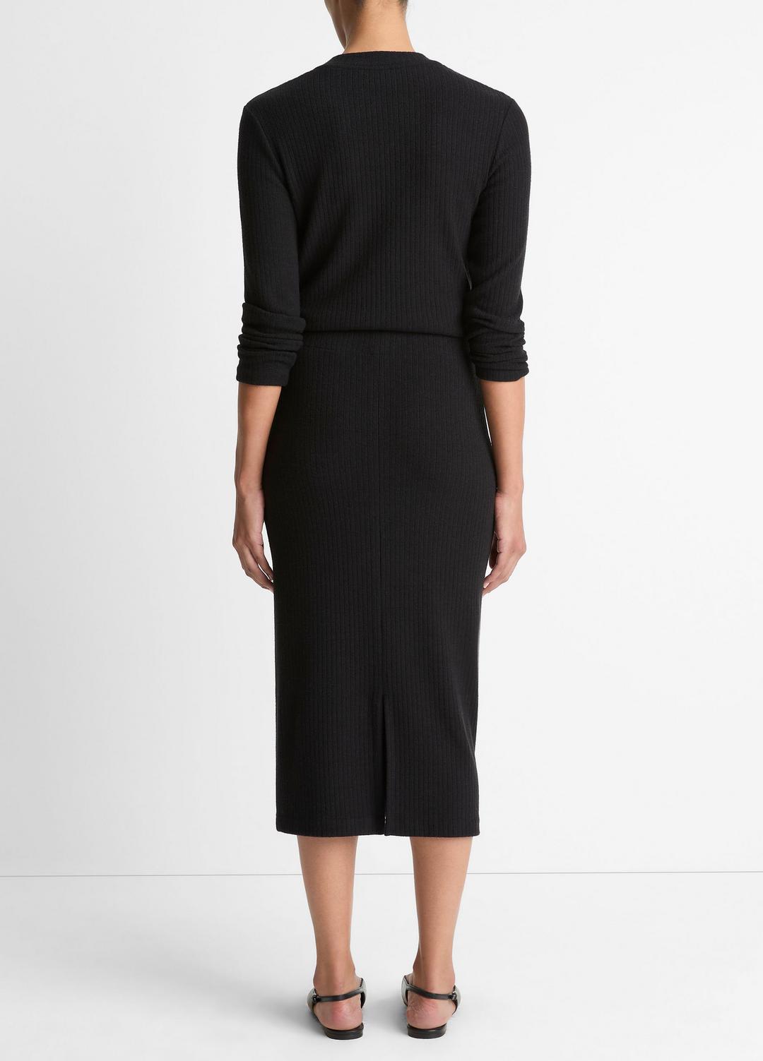 Cozy Rib Midi Skirt in Skirts - BLACK | VINCE Women