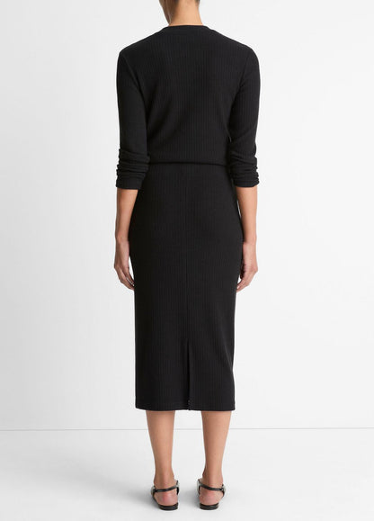Cozy Rib Midi Skirt in Skirts - BLACK | VINCE Women