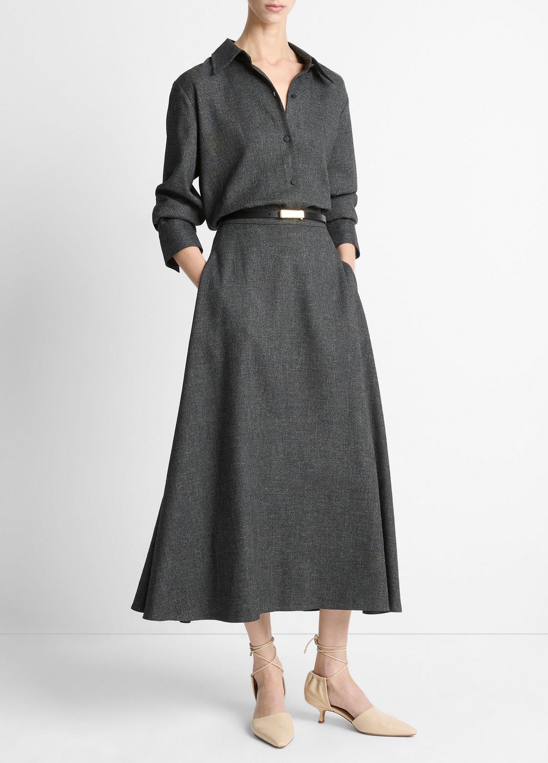 Italian Jaspe Full Skirt in Skirts - MEDIUM HEATHER GREY | VINCE Women