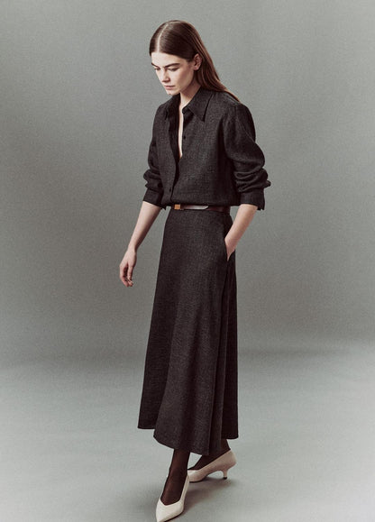 Italian Jaspe Full Skirt in Skirts - MEDIUM HEATHER GREY | VINCE Women
