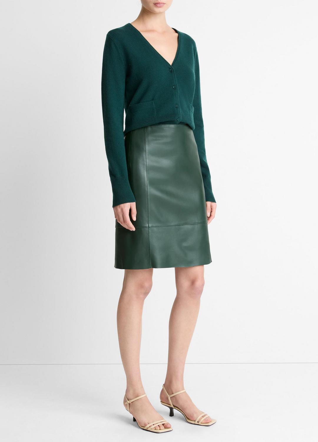 Leather Flared Knee Skirt in Skirts - JUNIPER | VINCE Women