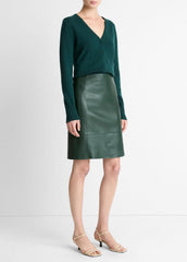 Leather Flared Knee Skirt in Skirts - JUNIPER | VINCE Women