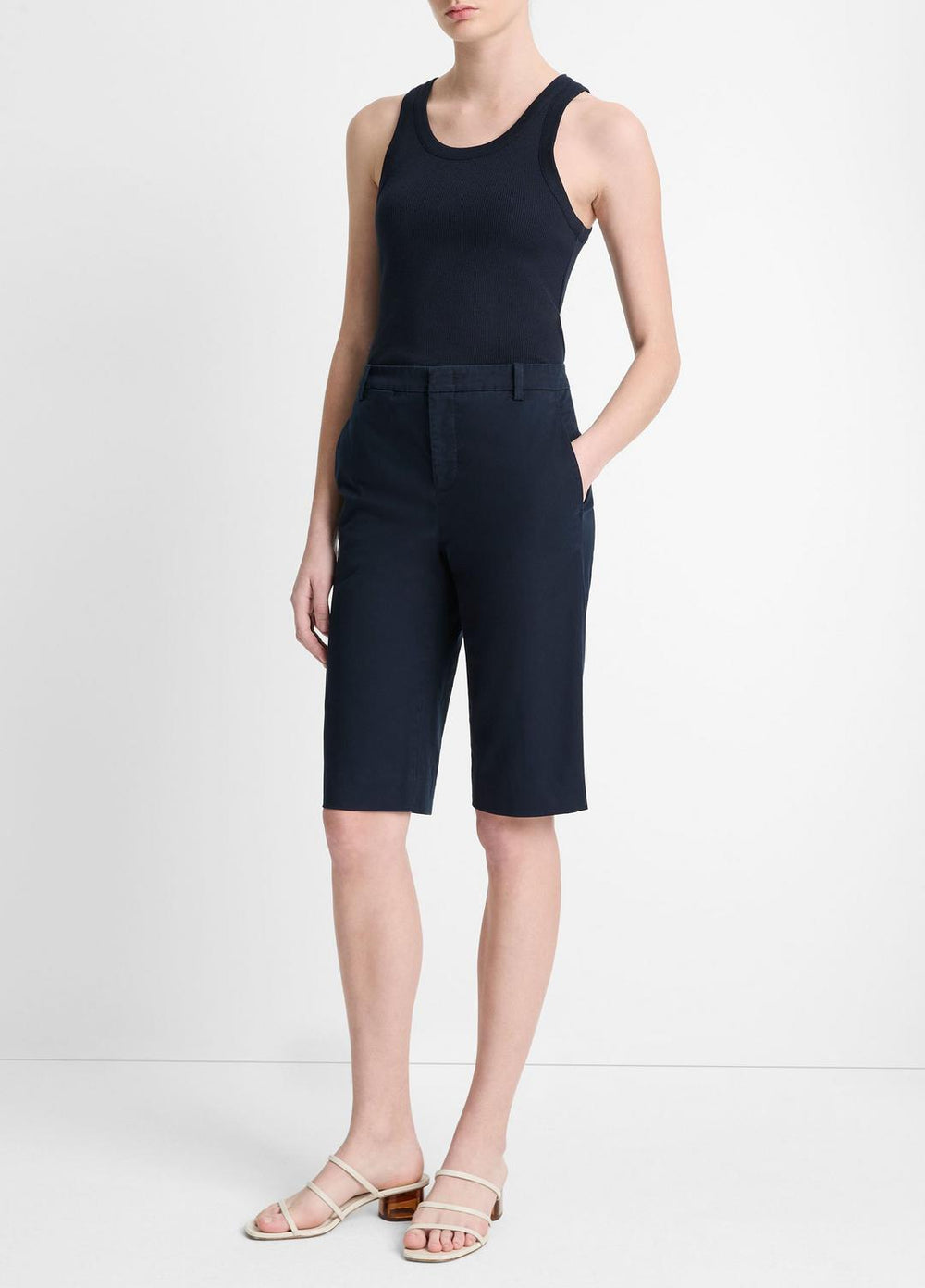 Italian Stretch-Cotton Chino Short in Shorts - COASTAL BLUE | VINCE Women