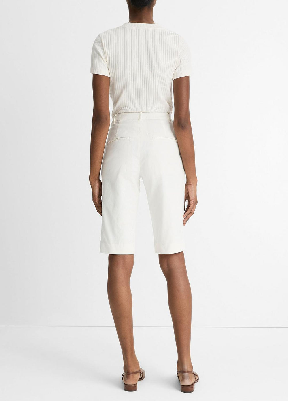 Italian Stretch-Cotton Chino Short in Shorts - OFF WHITE | VINCE Women