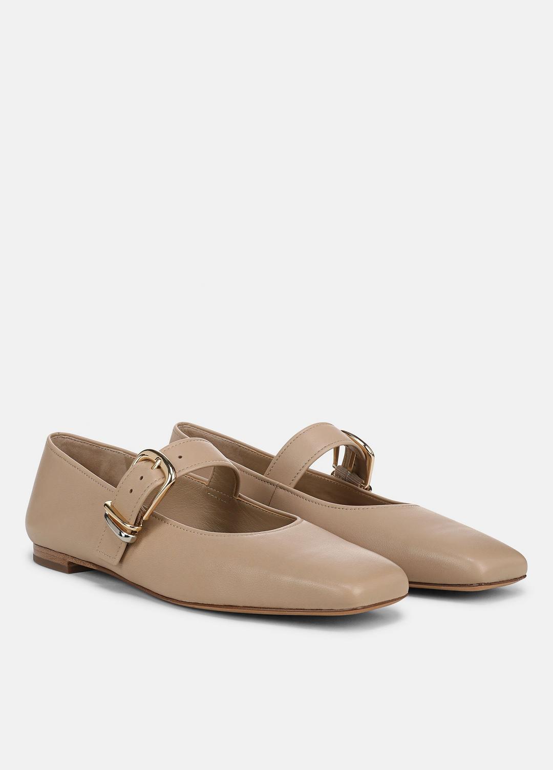Daniela Leather Mary Jane Flat in Loafers & Flats - WARM ALMOND | VINCE Women