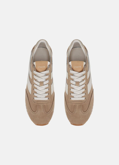 Oasis Suede and Leather Runner Sneaker in Sneakers - NEW CAMEL/WHITE FOAM | VINCE Women