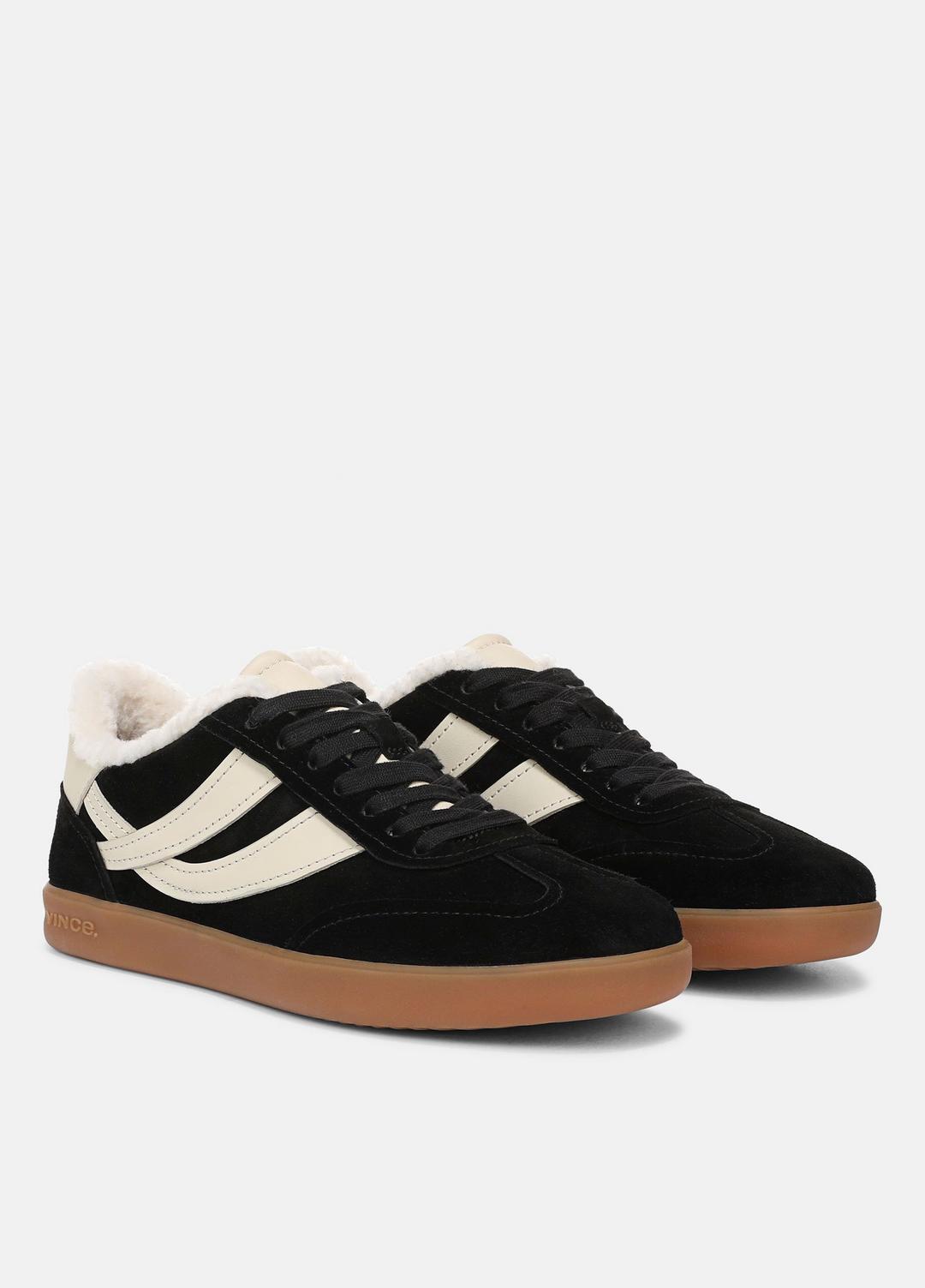 Oasis Suede & Shearling Sneaker in Sneakers - BLACK | VINCE Women