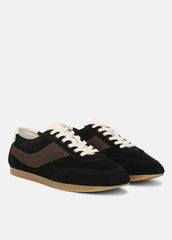 LA Suede & Leather Runner Sneaker in Sneakers - BLACK/DARK MOCHA | VINCE Women