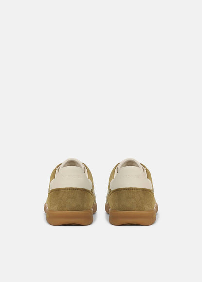Oasis Contrast-Edge Suede Sneaker in Sneakers - OLIVEWOOD/FLAX | VINCE Women