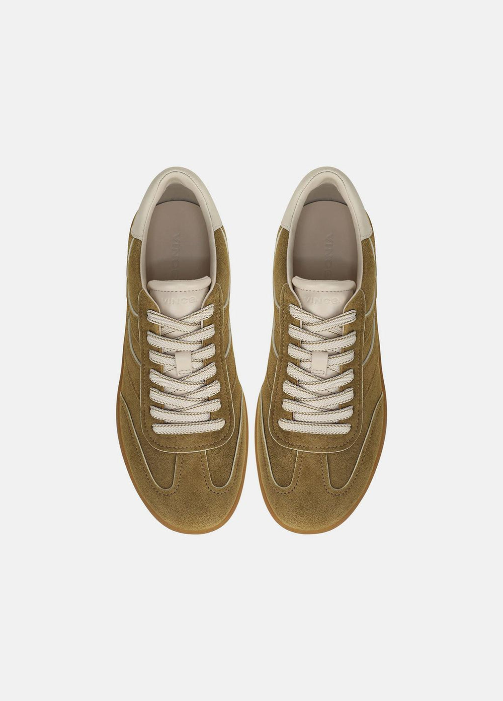 Oasis Contrast-Edge Suede Sneaker in Sneakers - OLIVEWOOD/FLAX | VINCE Women