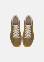 Oasis Contrast-Edge Suede Sneaker in Sneakers - OLIVEWOOD/FLAX | VINCE Women