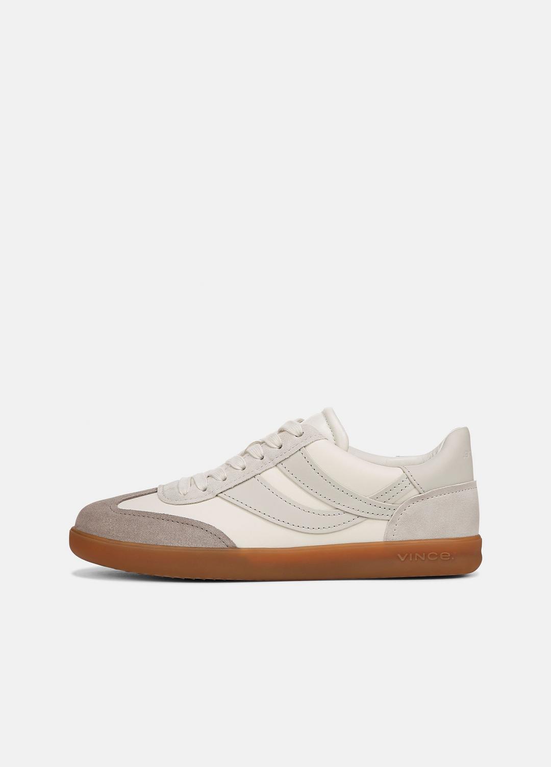 Oasis Leather and Suede Sneaker in Sneakers - WHITE FOAM/HORCHATA/HAZELSTONE | VINCE Women