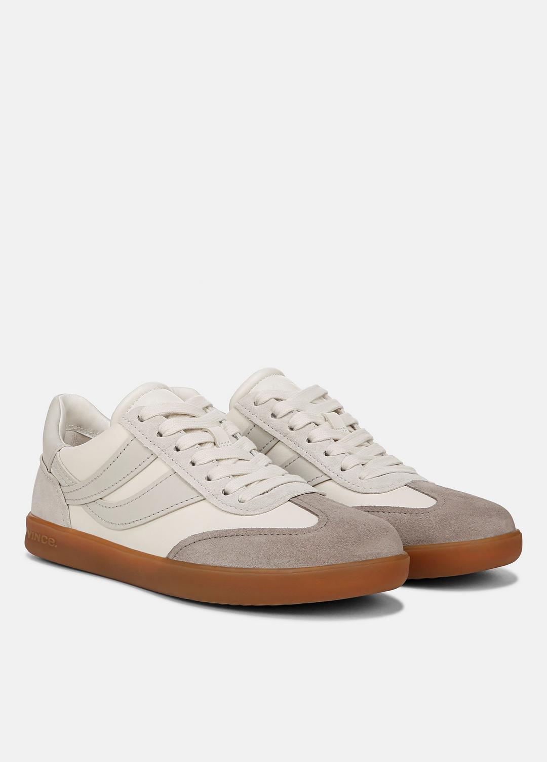 Oasis Leather and Suede Sneaker in Sneakers - WHITE FOAM/HORCHATA/HAZELSTONE | VINCE Women