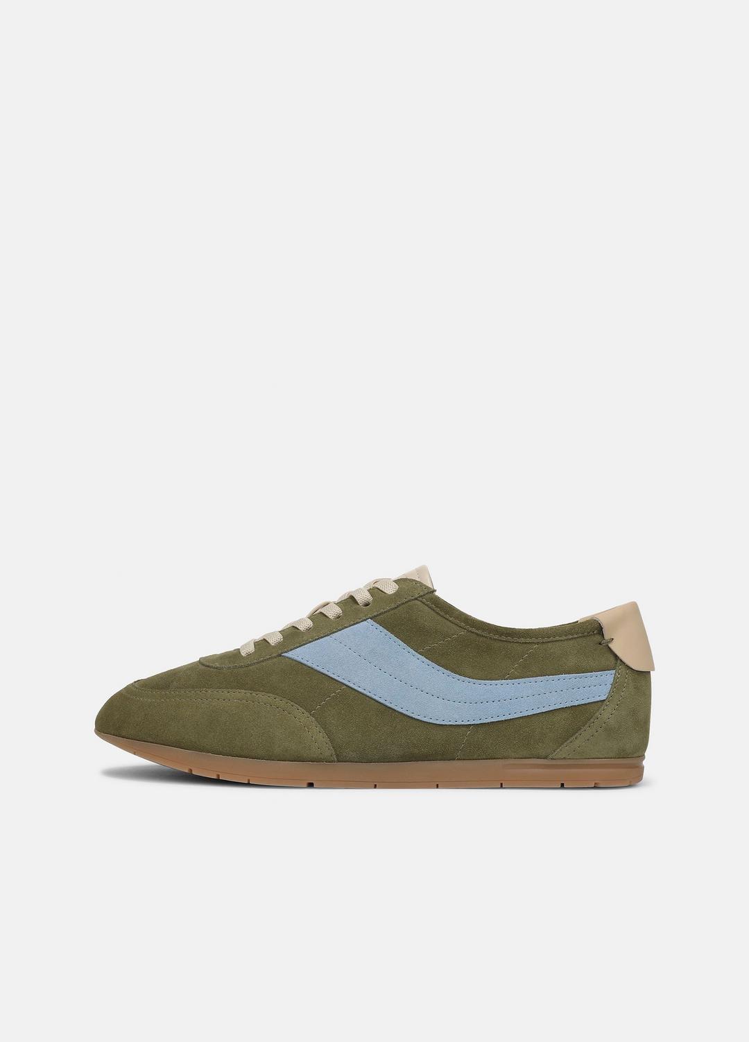 LA Suede & Leather Runner Sneaker in Sneakers - LODEN GREEN/GLACIAL BLUE | VINCE Women