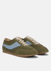 LA Suede & Leather Runner Sneaker in Sneakers - LODEN GREEN/GLACIAL BLUE | VINCE Women