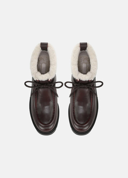 Sierra Shearling-Lined Lug-Sole Boot in Boots - CHILI BROWN | VINCE Women